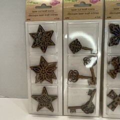 Crafters Square Laser Cut Kraft Icons Keys Stars Crosses Leaves Butterflies