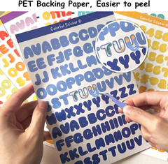 2400 Pieces Small Colorful Vinyl Letter Stickers, 24 Sheets Self Adhesive Mini A