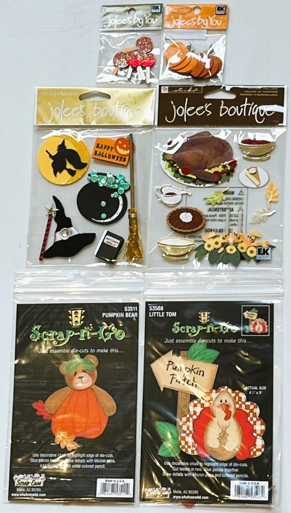 NEW Lot of 6 Packs JOLEES BOUTIQUE Halloween Thanksgiving Stickers Stickopotamus