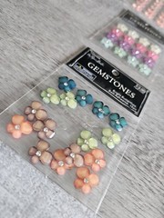 Sticker Lot Flowers Scrapbooking 3D Stickers Floral Gemstone Spring #118