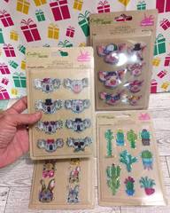 Dimensional foil stickers. 4 packs. 3-D Koala bears, bunny rabbits, pigs, cactus