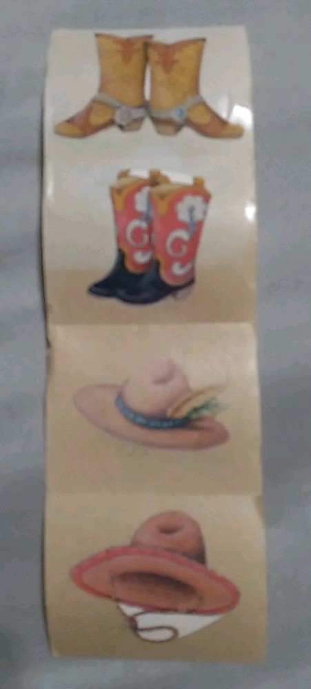 Vintage Mary Engelbreit Stickers 90s 1991 COWBOY BOOTS & HATS 4 pieces