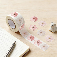 Cherry Blossom Flower Stickers Roll, 500PCS Pink & White Sakura Decorative Stick