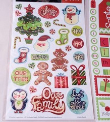 Christmas Sticker Lot Die Cut, 3-D, Glass Beaded Penguins, Snowman Snow Flake