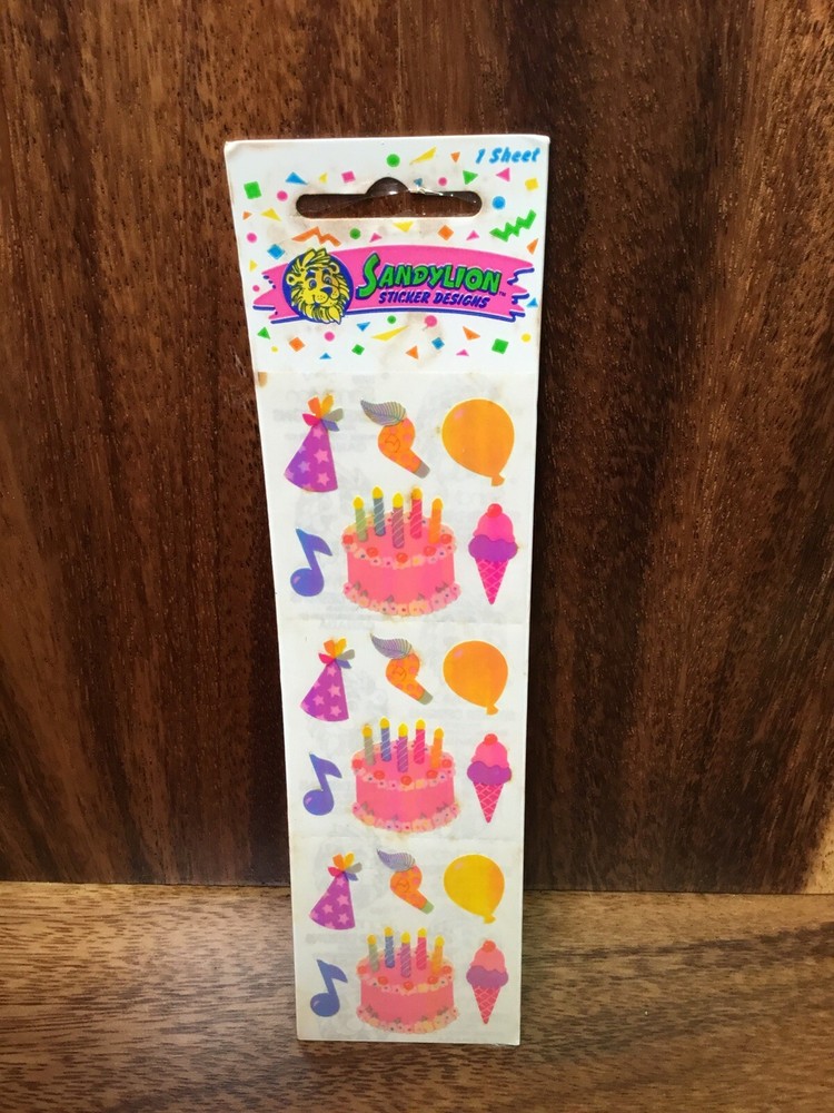 Vintage Sandylion Sticker Birthday Ice Cream Mother of Pearl