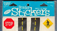 RARE Vintage Frances Meyer winding road street light stop signs Stickers border