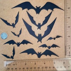 20 BAT CRAZY cardstock paper die cut embellishments HALLOWEEN