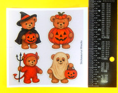Halloween Teddy Bears Sticker Sheet Style 2