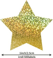 Star Stickers Roll 1 inch Self Adhesive Sparkly Shiny Stars Labels Gold