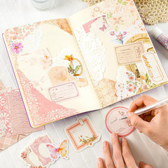 560 Sheets Floral Scrapbook Paper with Stickers Assorted Set, 7 Colors Scrapbook