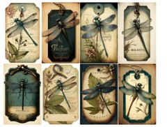 Dragonfly Tags Junk Journal Scrapbook USA Seller