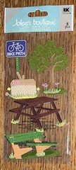 RARE Jolees Day At The Park Picnic Basket Table Bench Bike Path Walk 3D Stickers