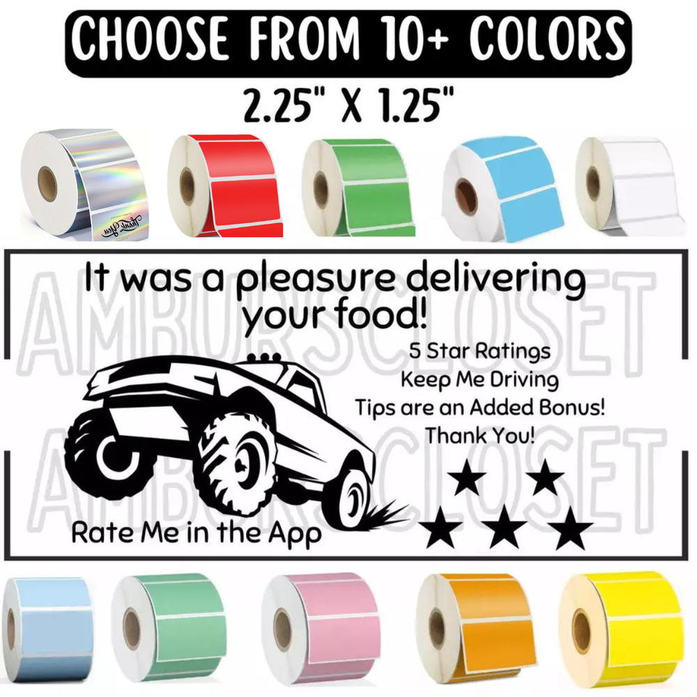 50 DoorDash UberEATS Grubhub Delivery 2.25″ STICKERS LABELS SCRATCH RESISTANT