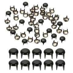 100Pack 6mm Metal Studs Spots Round Dome Claw Beads Nailhead, Black