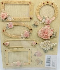 K&Co Isabella Frames & Tags Stickers Scrapbook Adhesions Floral