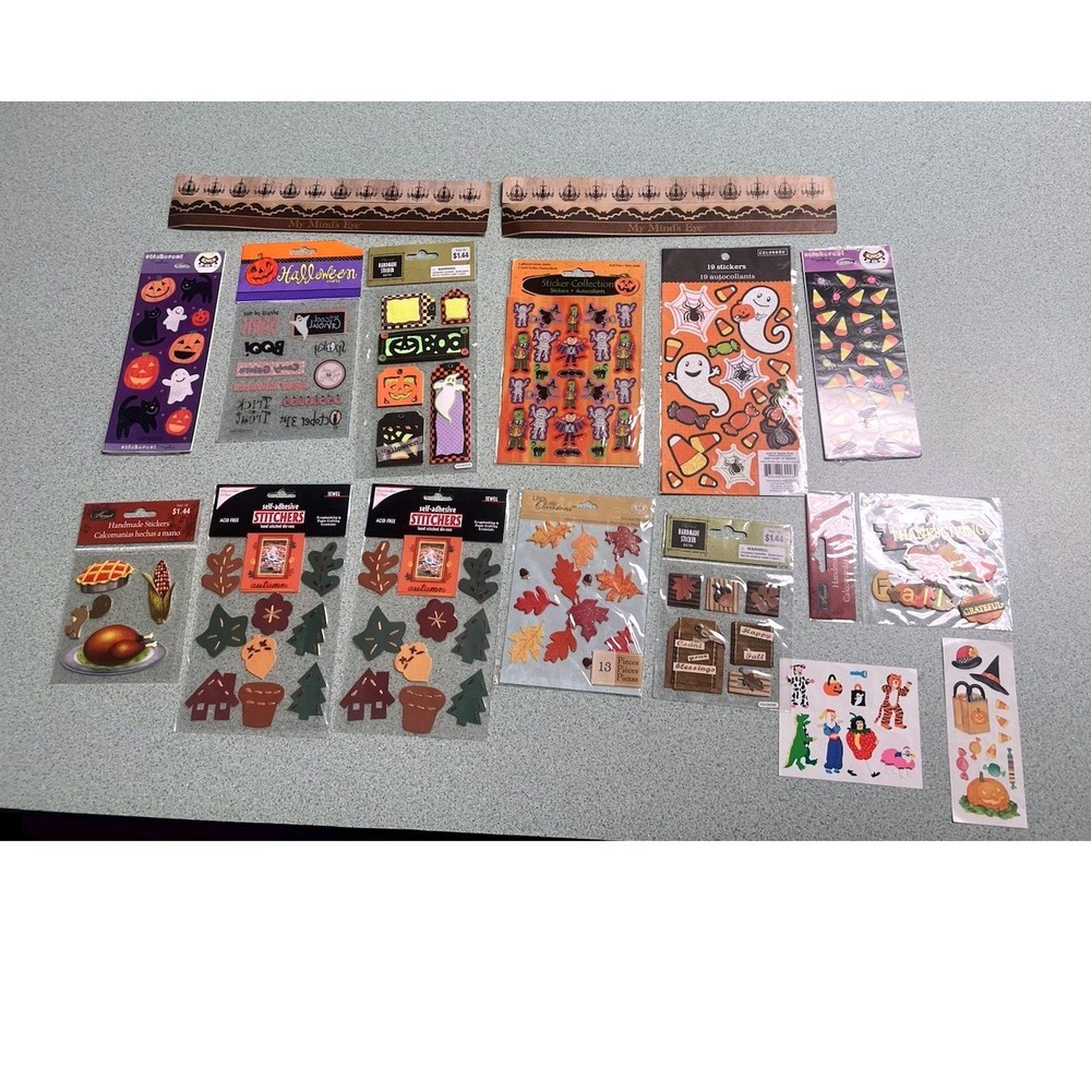 Lot Of 12 New Fall Halloween Themed scrapbooking stickers Creative Memories