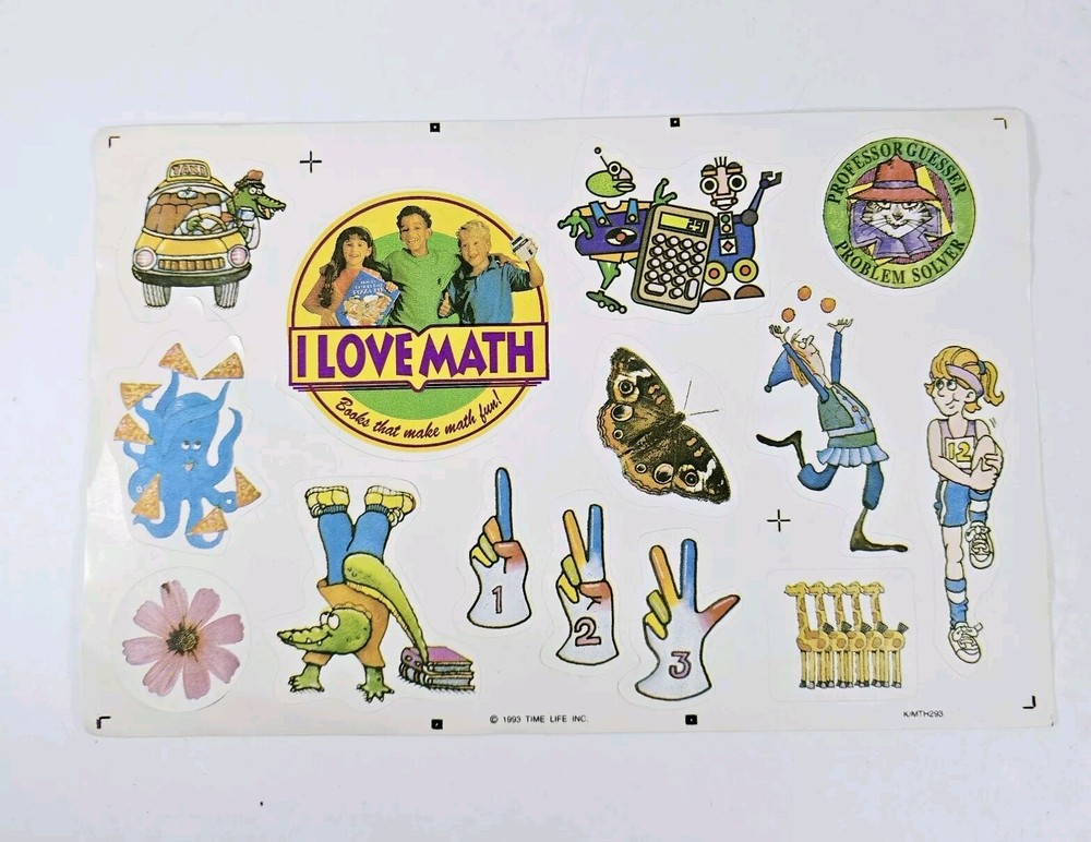 Vintage 1993 Time Life «I Love Math» Book Series Sticker Sheet