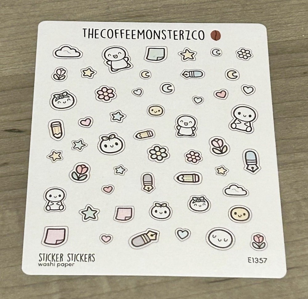NEW TheCoffeeMonsterzCo “Sticker Stickers” Washi Paper Sheet TCMC