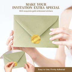 300 Pcs Embossed Gold Foil Stickers with Heart and Garland Pattern for Sealing