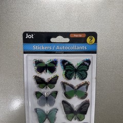 BUTTERFLIES Butterfly Bright Medium Green Black Silver Jot Stickers