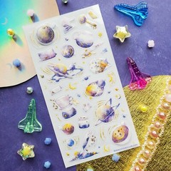 Celestial Coffee – Sticker Sheet – Planets, Moon, & Stars – New in Packaging