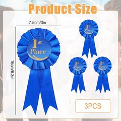 3 Pack 1st Place Ribbon Satin Participation Ribbon Award Ribbons Rosette Set Hon