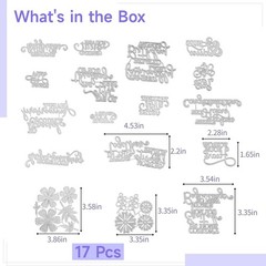 17 Pcs Holiday Word Die Cuts, Positive Metal Cutting Dies for Card Making & Scra