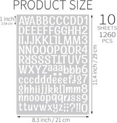 10 Sheets Small Letter Stickers – 1 Inch Art White Vinyl Self Adhesive Alphabet