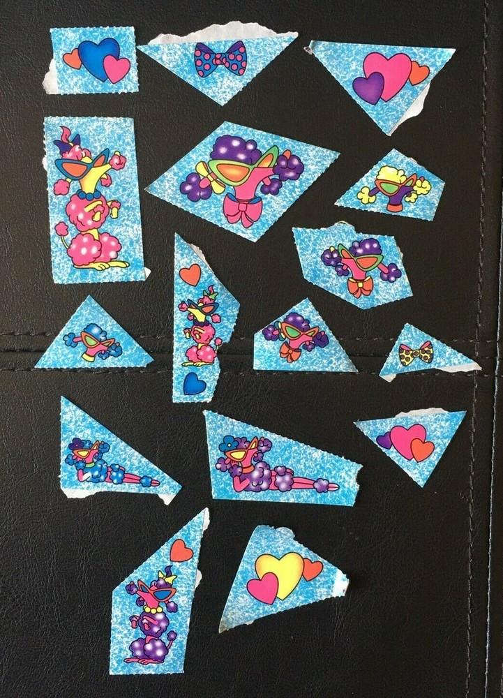 Vintage 1989 Lisa Frank Single Stickers S119 Poodle Dog Sunglasses Hearts Bows