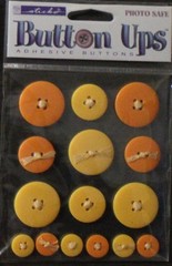 Sticko Button Ups Scrapbook stickers purple red yellow orange brown white