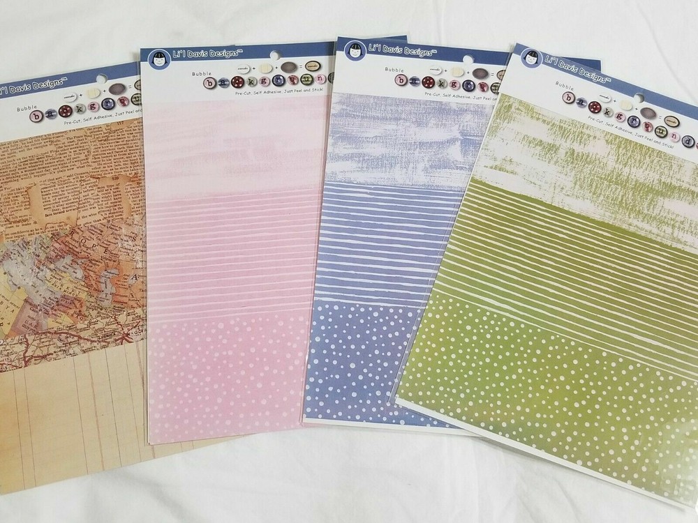 NEW Lot 4 Pkgs Lil Davis Designs Bubble Backgrounds Stickers Pink Blue Green -F
