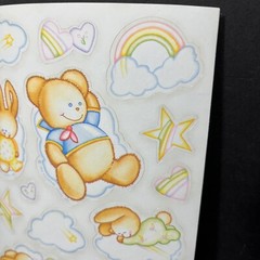 Vintage Hallmark Stickers Bunnies Bear Heart Star Rainbow Cloud Baby 1984