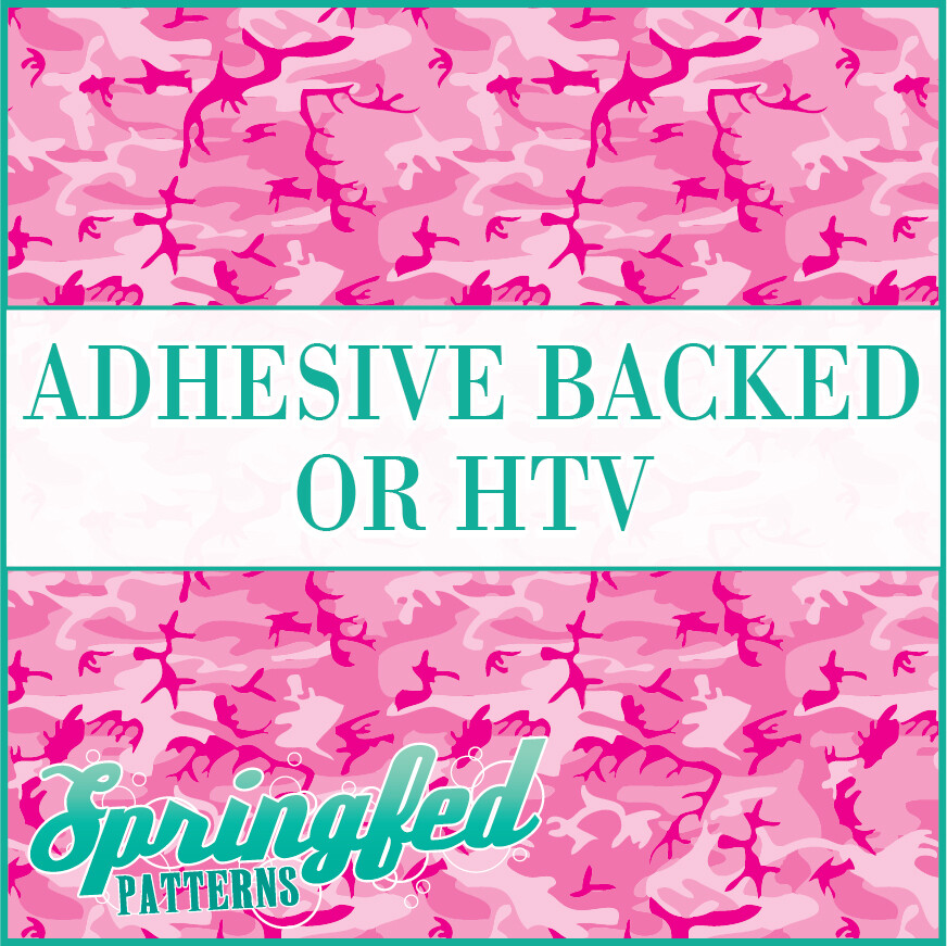 Classic CAMOUFLAGE in Pink Adhesive Vinyl or HTV Heat Transfer Vinyl Camo Print