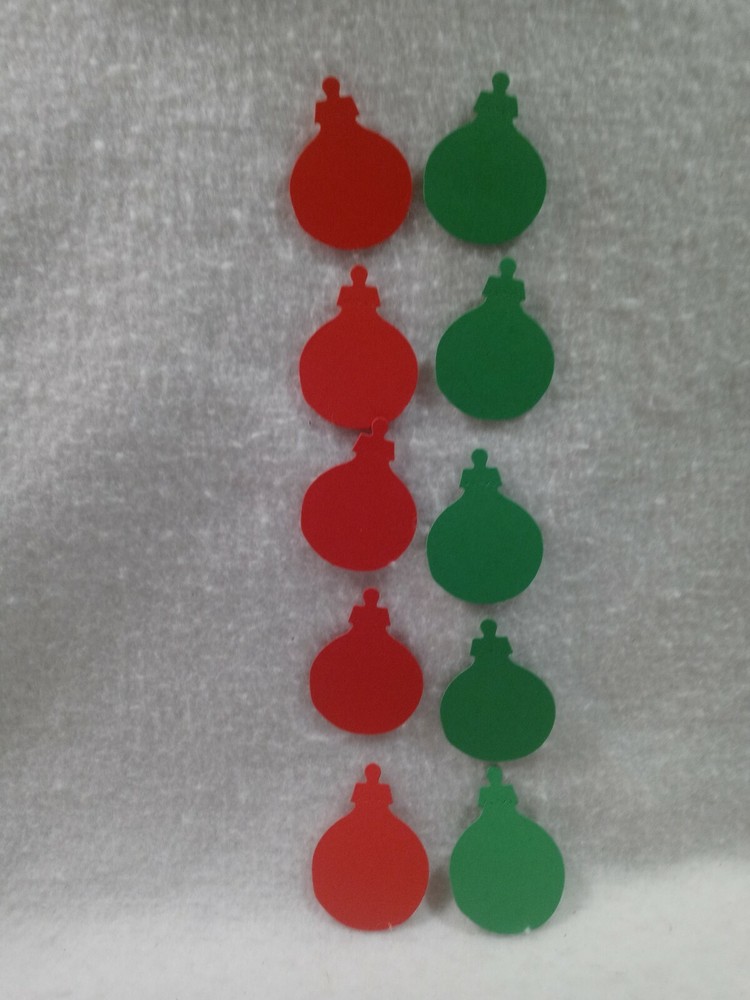 Scrapbooking Embellishments — Christmas Ornaments Red & Green – NEW 10 Ct- 5 ea