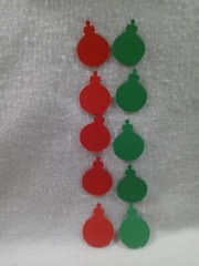 Scrapbooking Embellishments — Christmas Ornaments Red & Green – NEW 10 Ct- 5 ea