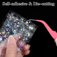 24 Sheets Holographic Korean Deco Stickers Glitter Star Moon Scrapbook