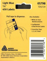Avery Color Coding Labels 1/4 In. Permanent, Round, Light Blue, 450 Count