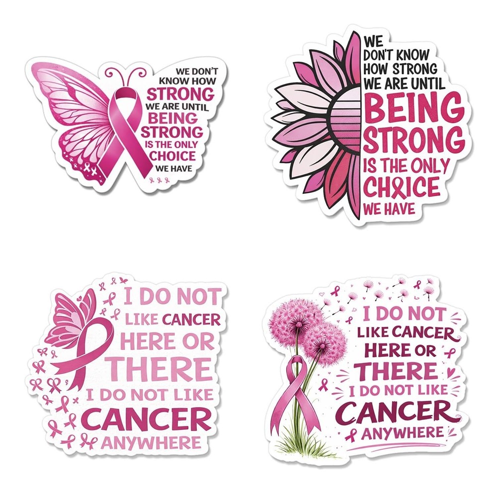 (4Pcs) Breast Cancer Awareness Stickers – Waterproof Vinyl Breast Cancer Stic…