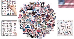 Patriotic Sticker Bulk Lot 100 Assorted 4th of July American Flag Vinyl Decals