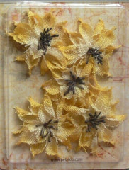 WILD SUNFLOWERS Textured Burlap YELLOW x 5 flowers 60-65mm across Petaloo L4