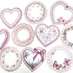 Pretty Pink Floral Heart Stickers Valentine’s Day Junk Journal Collage Scrapbook