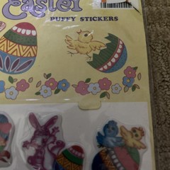 Easter Fluffy Puffy STICK-ONS 3-D Stickers NOS Taiwan Bright Colors Vintage 1981