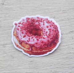 Donut Food Sticker Pink Sprinkles Delicious Dessert Snack 1 Pc