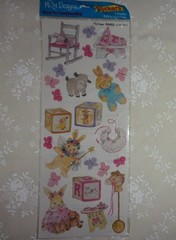 NRN Design BABY GIRL Stickers Bunnies Blocks Bibs & Butterflies 2 Sheets NIP