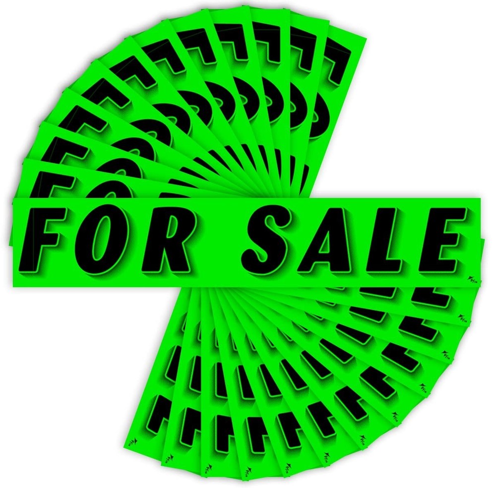 Chartreuse Green Vinyl Slogan Stickers – 12-Pack for Car Dealer Windshield