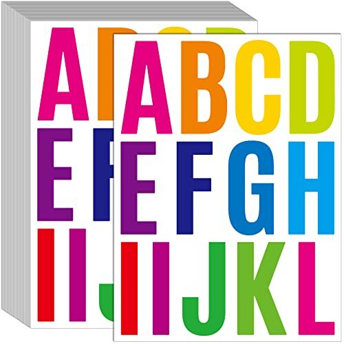 24 Sheets Self Adhesive Letters Stick on Vinyl Letters Capital 2 Inch Colorful