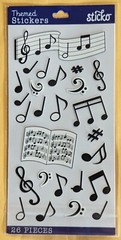 Themed/ Everyday Sticker Single Sheet / Music Notes/ 26 pieces