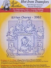 3982 Aunt Martha’s Hot Iron On Transfers KITTEN CHORES