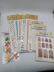 Crafters Square Jewel Stickers Crystal Epoxy Vellum Leaf Scrapbook Lot 10 Sheets