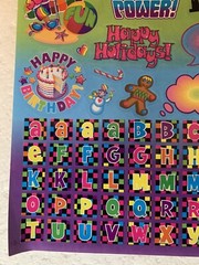 Vintage Lisa Frank Vintage Y2K Sticker Sheet Friends Holidays Alphabet S1273-01